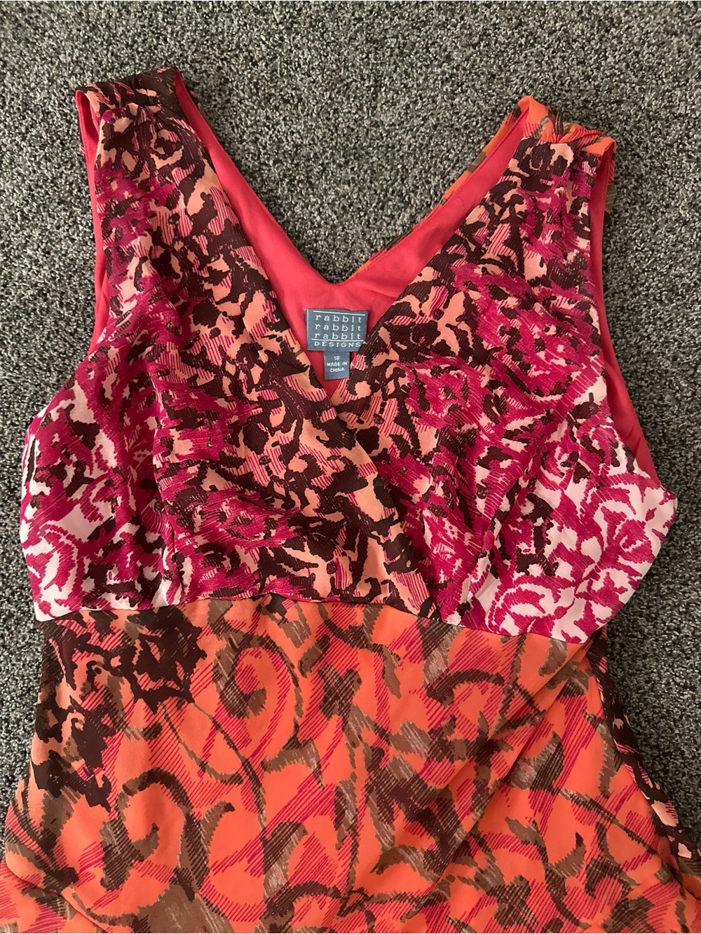 Rabbit Rabbit Rabbit Pink & Orange Printed V-Neck Maxi Dress - Picture 4 of 4